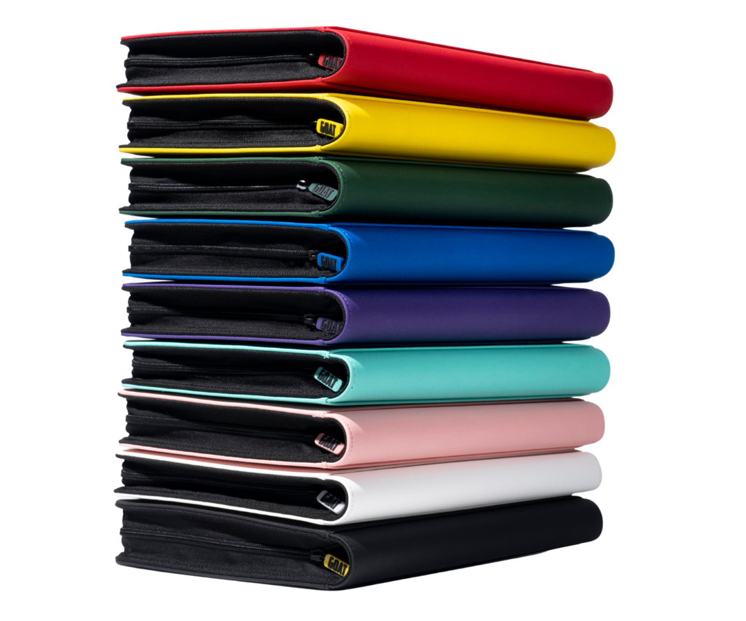 GOAT Armor Stay Flat card binders in multiple colors